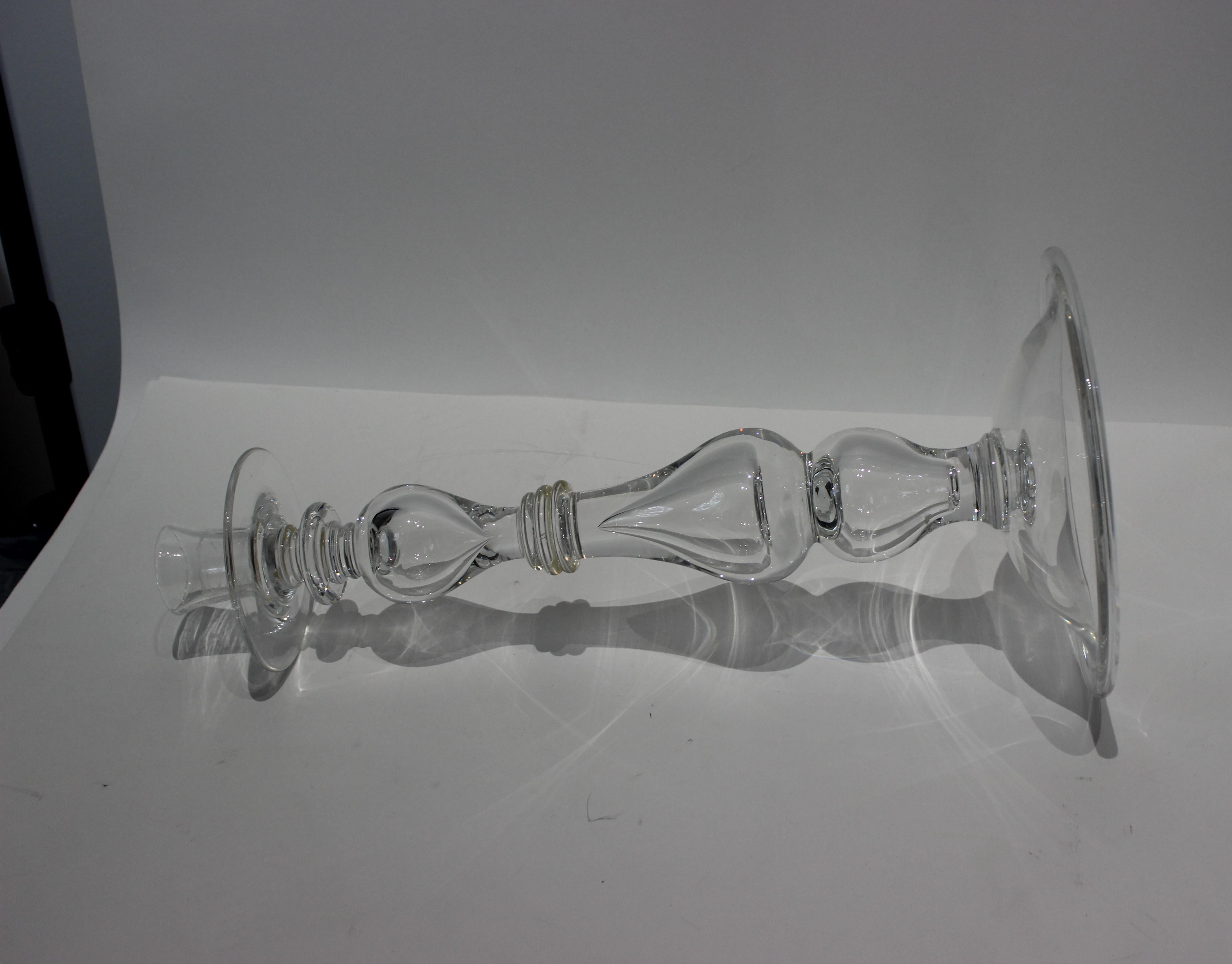 Artistan Glass Candlestick  In Good Condition For Sale In West Palm Beach, FL