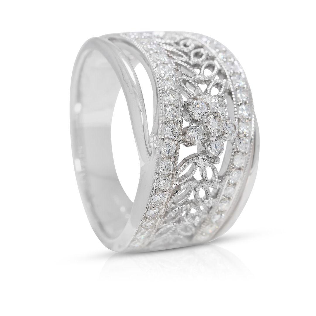 Femenino o masculino Artistic 0.75ct Natural Diamond 18K White Gold Ring en venta