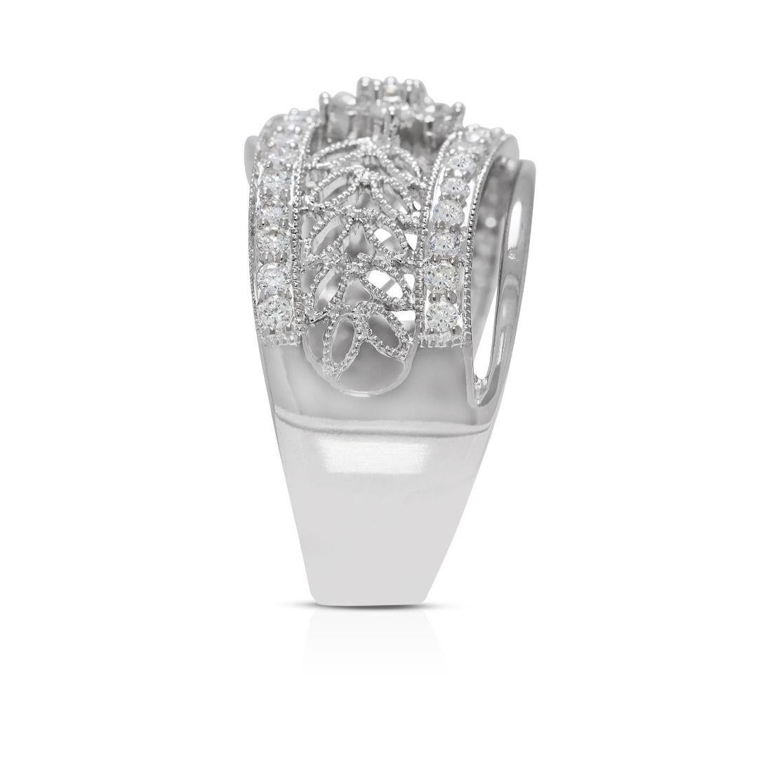 Artistic 0.75ct Natural Diamond 18K White Gold Ring en venta 1
