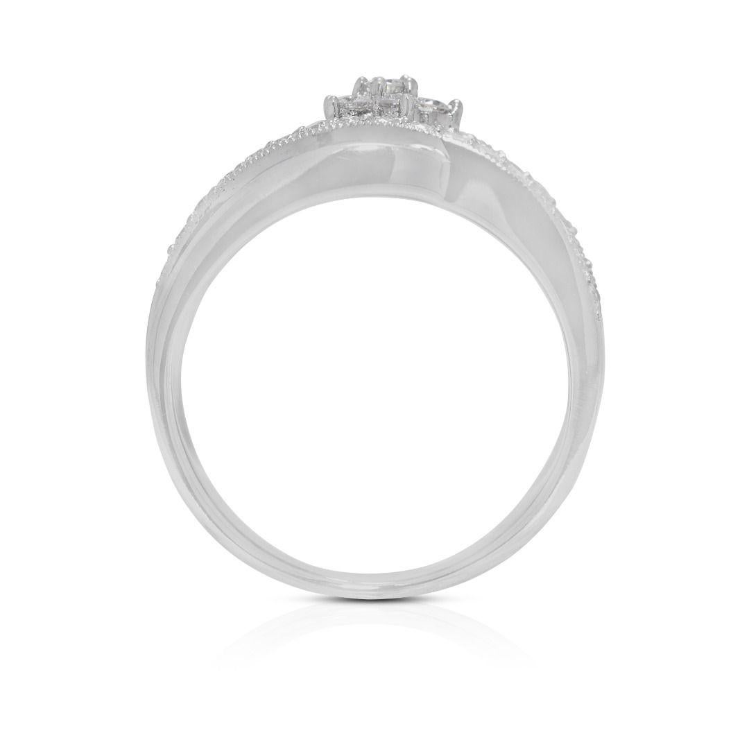 Artistic 0.75ct Natural Diamond 18K White Gold Ring en venta 2