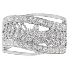 Artistic 0.75ct Natural Diamond 18K White Gold Ring