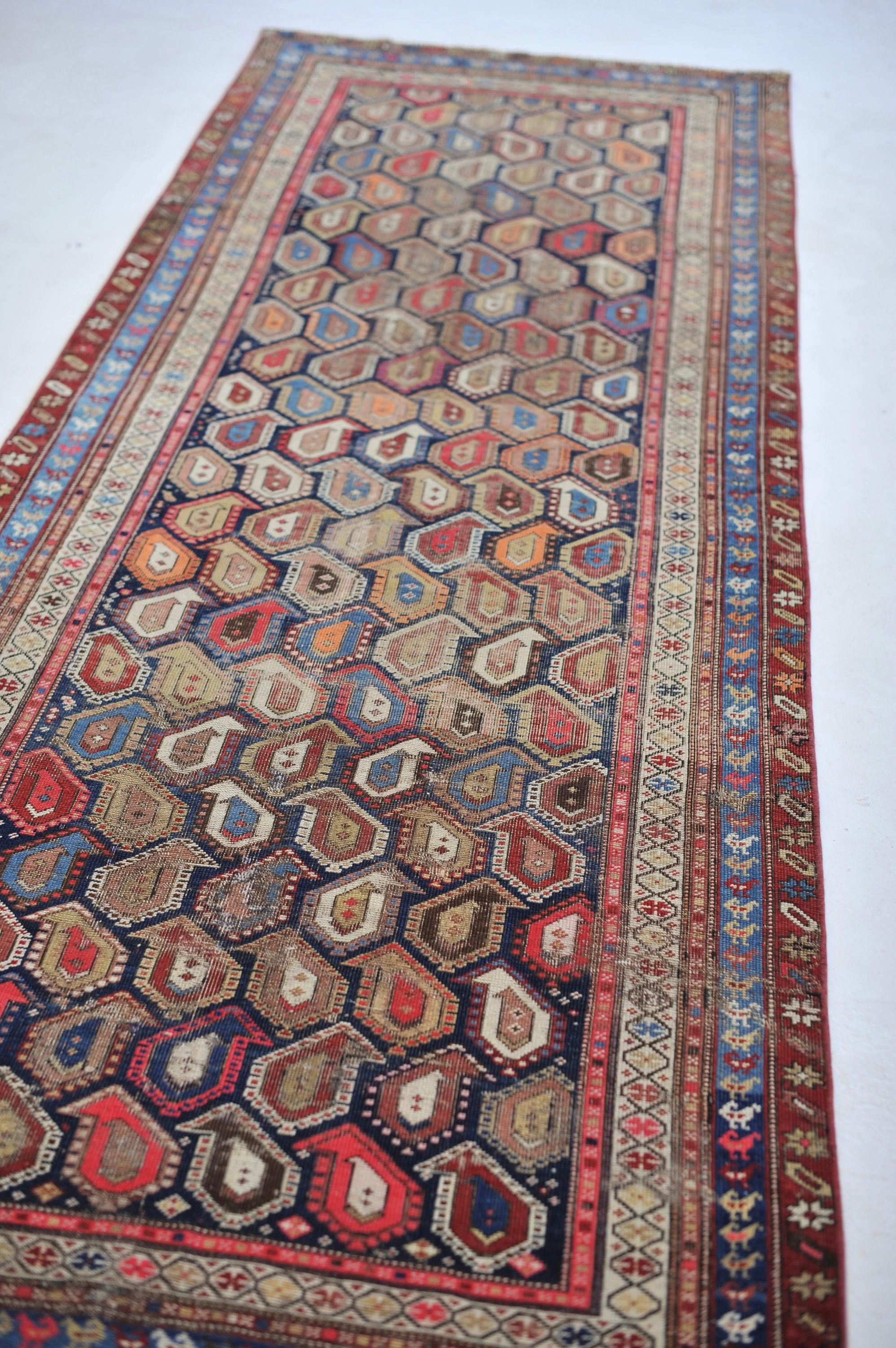 Wool Artistic Antique Persian Runner with All-Over Interlocking-Boteh/Paisley Design  For Sale