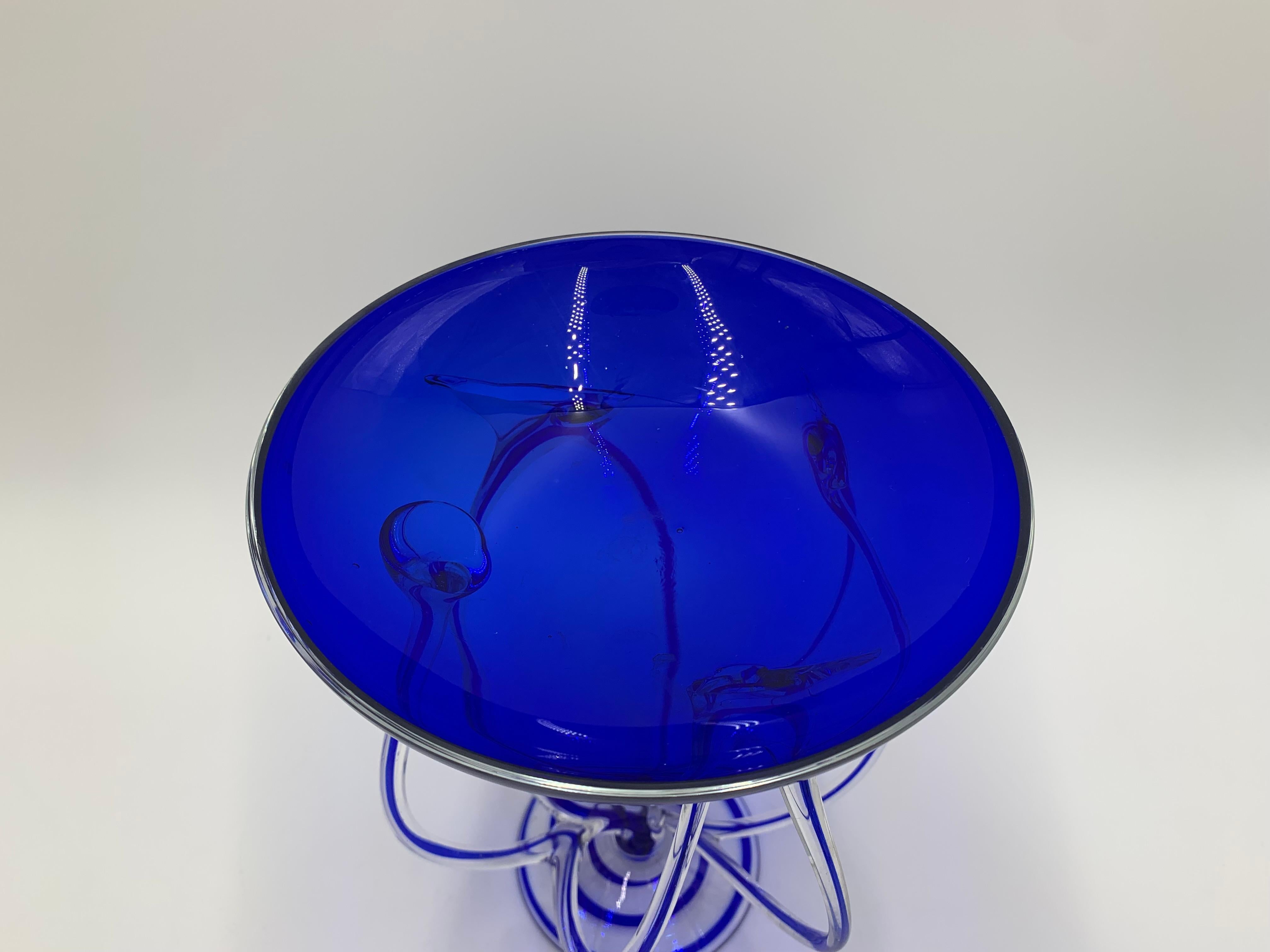 Artistic Blue Glass, Makora Krosno, Poland, 1970s In Good Condition In Chorzów, PL