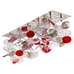 Artistic Ceiling Composition, Disks in Various Colors Murano Glass by Multiforme