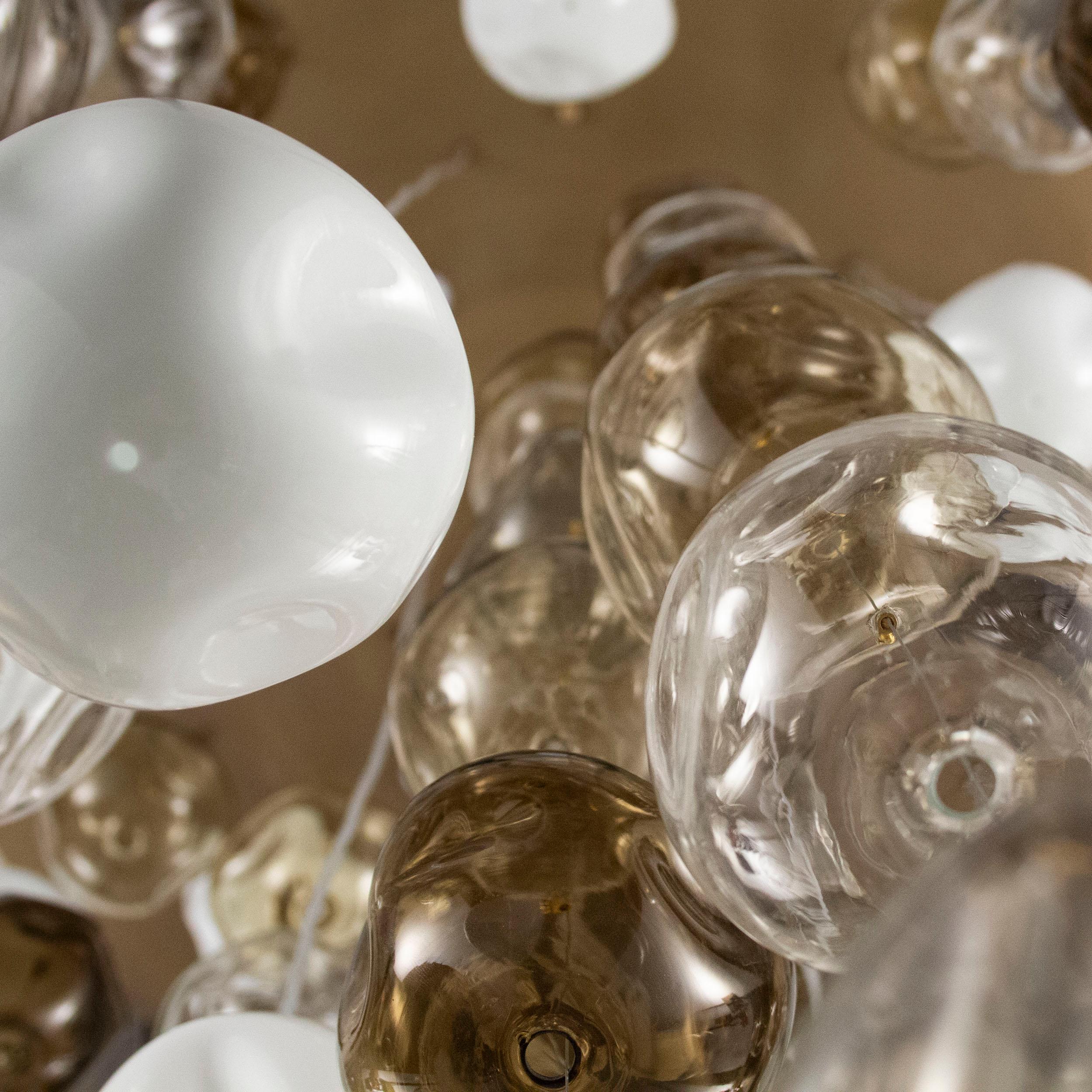 Other Artistic Ceiling Lighting, Grey-Mocha-Smoky Quartz Spheres by Multiforme For Sale