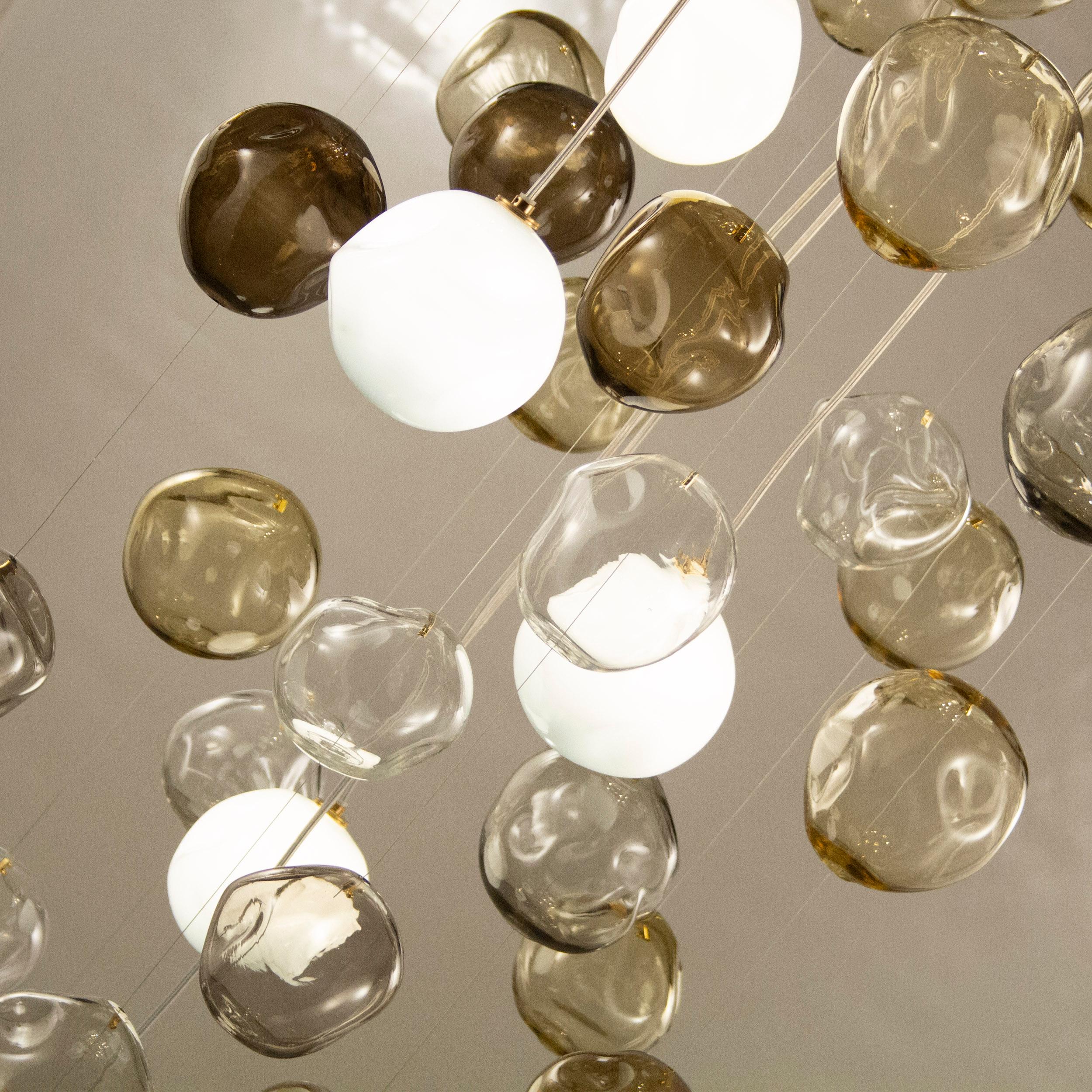 Artistic Ceiling Lighting, Grey-Mocha-Smoky Quartz Spheres by Multiforme For Sale 2