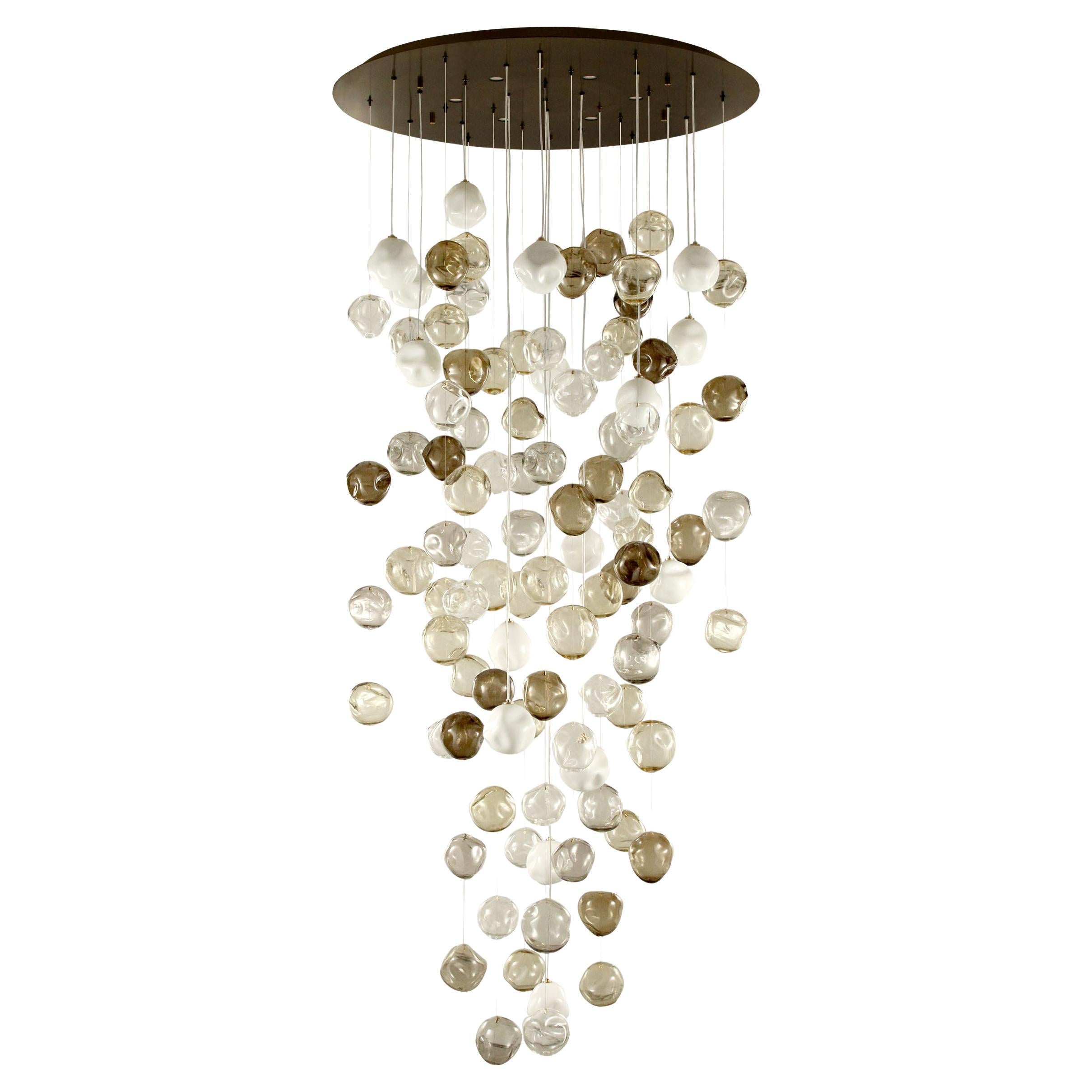 Artistic Ceiling Lighting, Grey-Mocha-Smoky Quartz Spheres by Multiforme For Sale