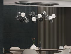 Artistic Ceiling Lighting, Spheres Clear, Satined Mirror, Pulegoso by Multiforme