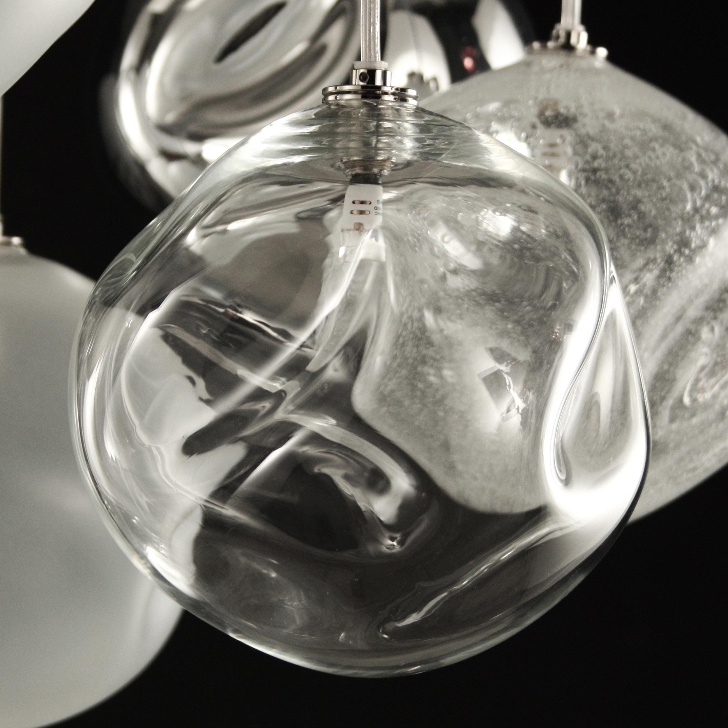 Italian Artistic Ceiling Lighting, Spheres Clear-Satined, Mirror, Pulegoso by Multiforme For Sale