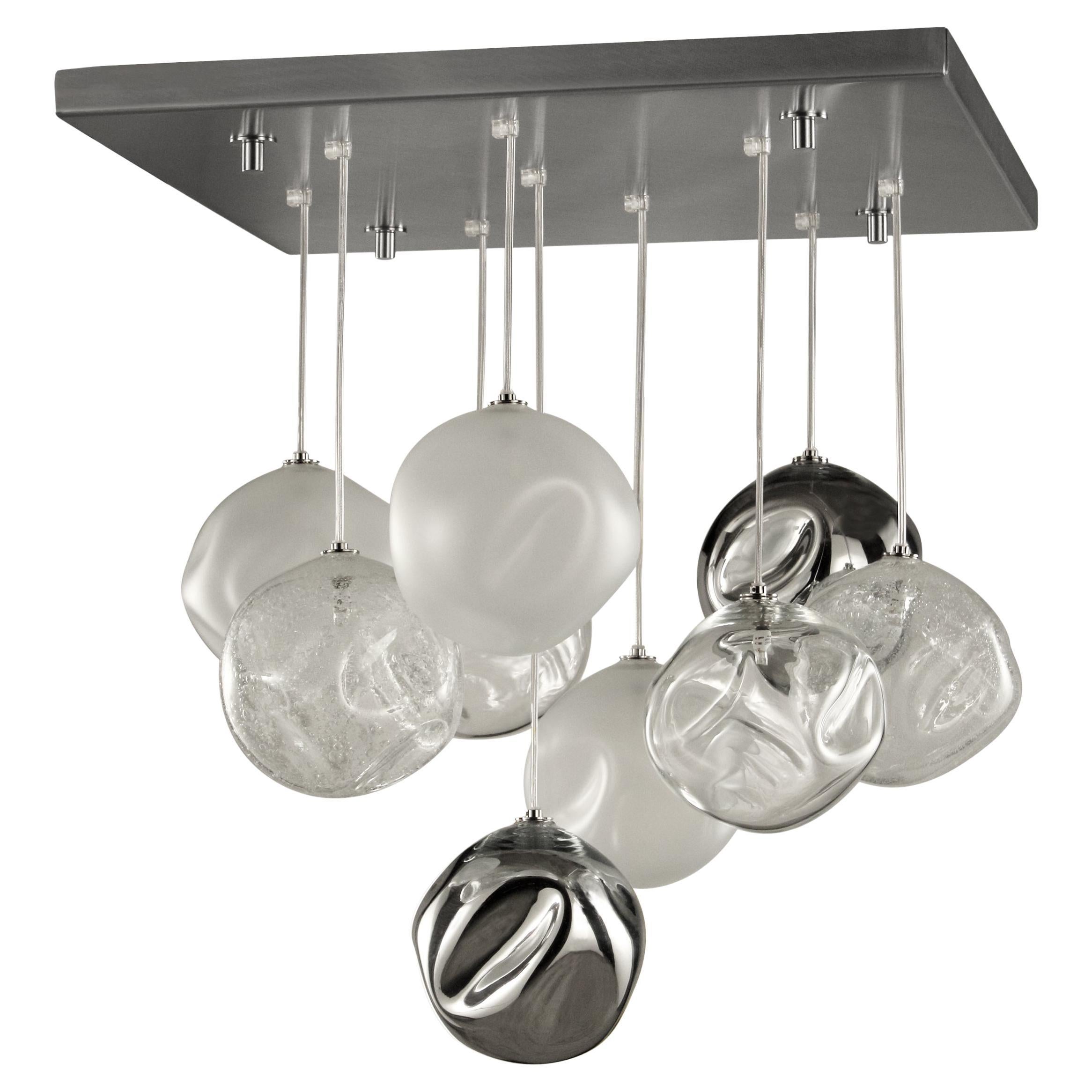 Artistic Ceiling Lighting, Spheres Clear-Satined, Mirror, Pulegoso by Multiforme For Sale