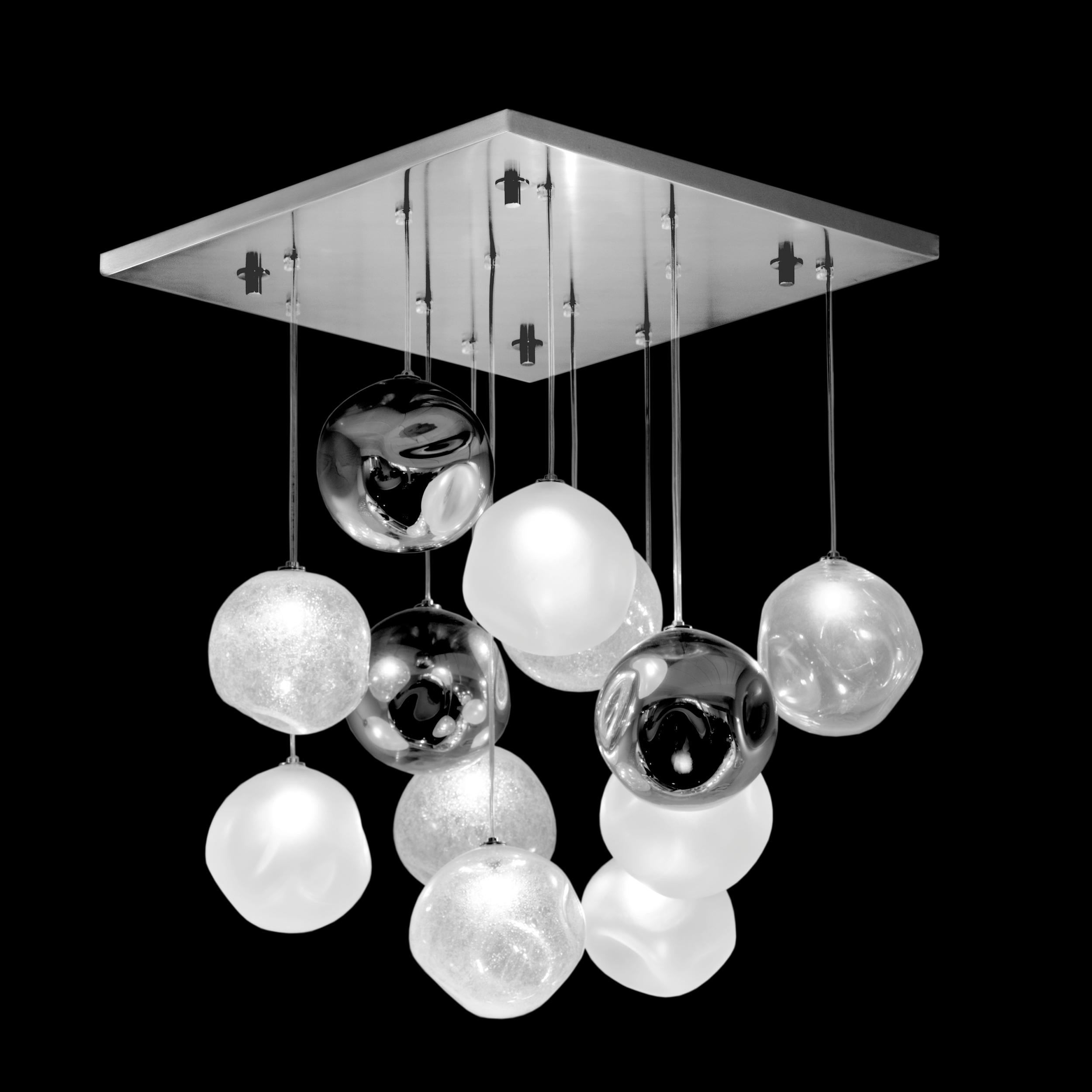 Artistic Ceiling Lighting, Spheres Clear Satined, Mirror, Pulegoso by Multiforme For Sale 4