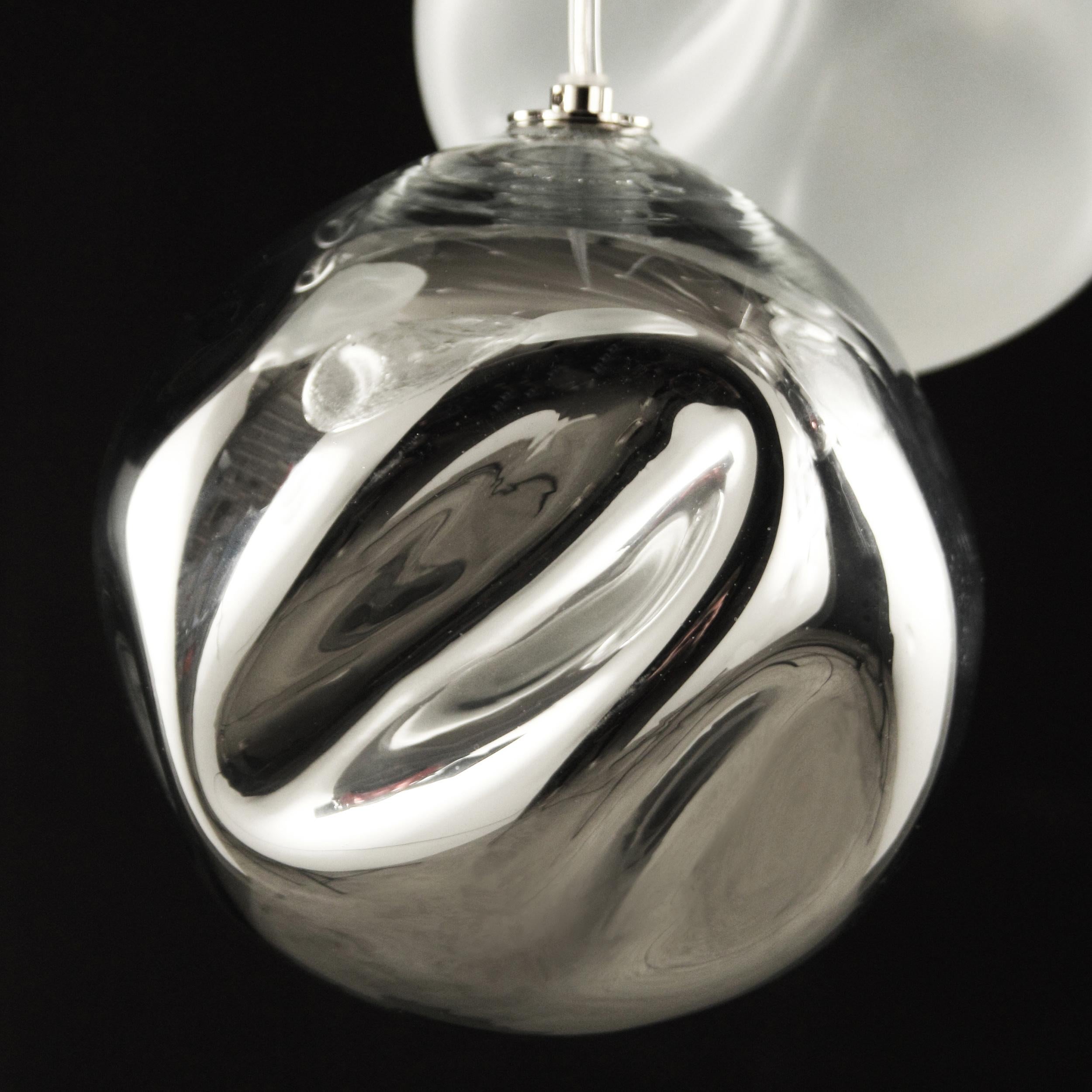 Italian Artistic Ceiling Lighting, Spheres Clear Satined, Mirror, Pulegoso by Multiforme For Sale