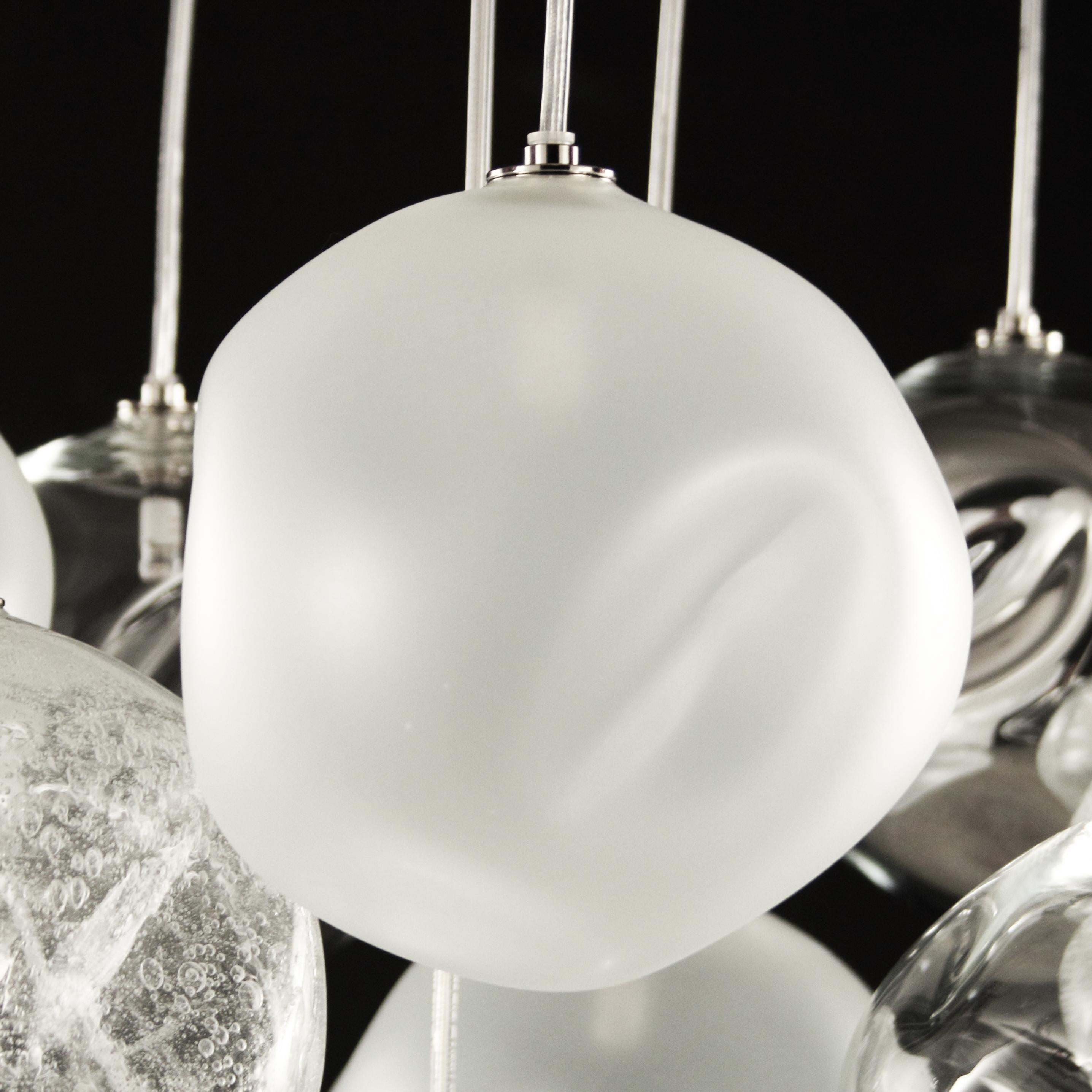 Other Artistic Ceiling Lighting, Spheres Clear, Satined Mirror, Pulegoso by Multiforme For Sale