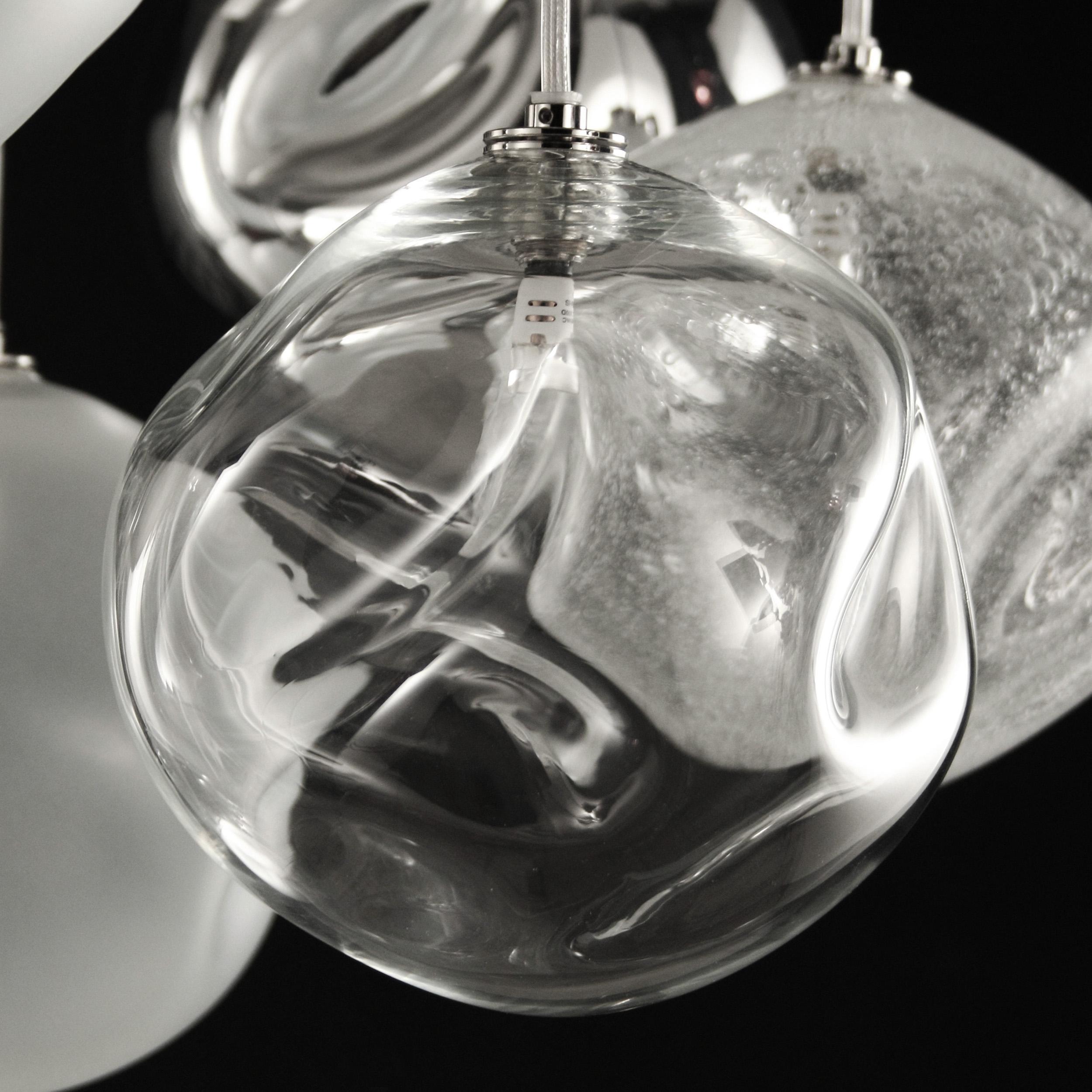 Illuminazione artistica da soffitto, sfere trasparenti satinate, specchio, Pulegoso di Multiforme In condizioni Nuovo in vendita a Trebaseleghe, IT