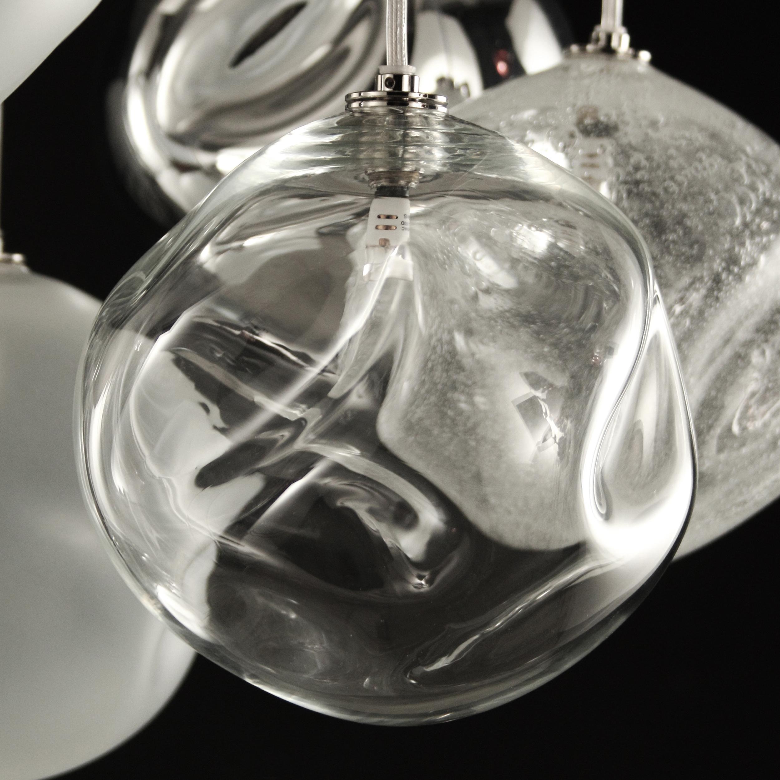 Italian Artistic Ceiling Lighting, Spheres Clear, Satined, Mirror, Pulegoso by Multiforme For Sale