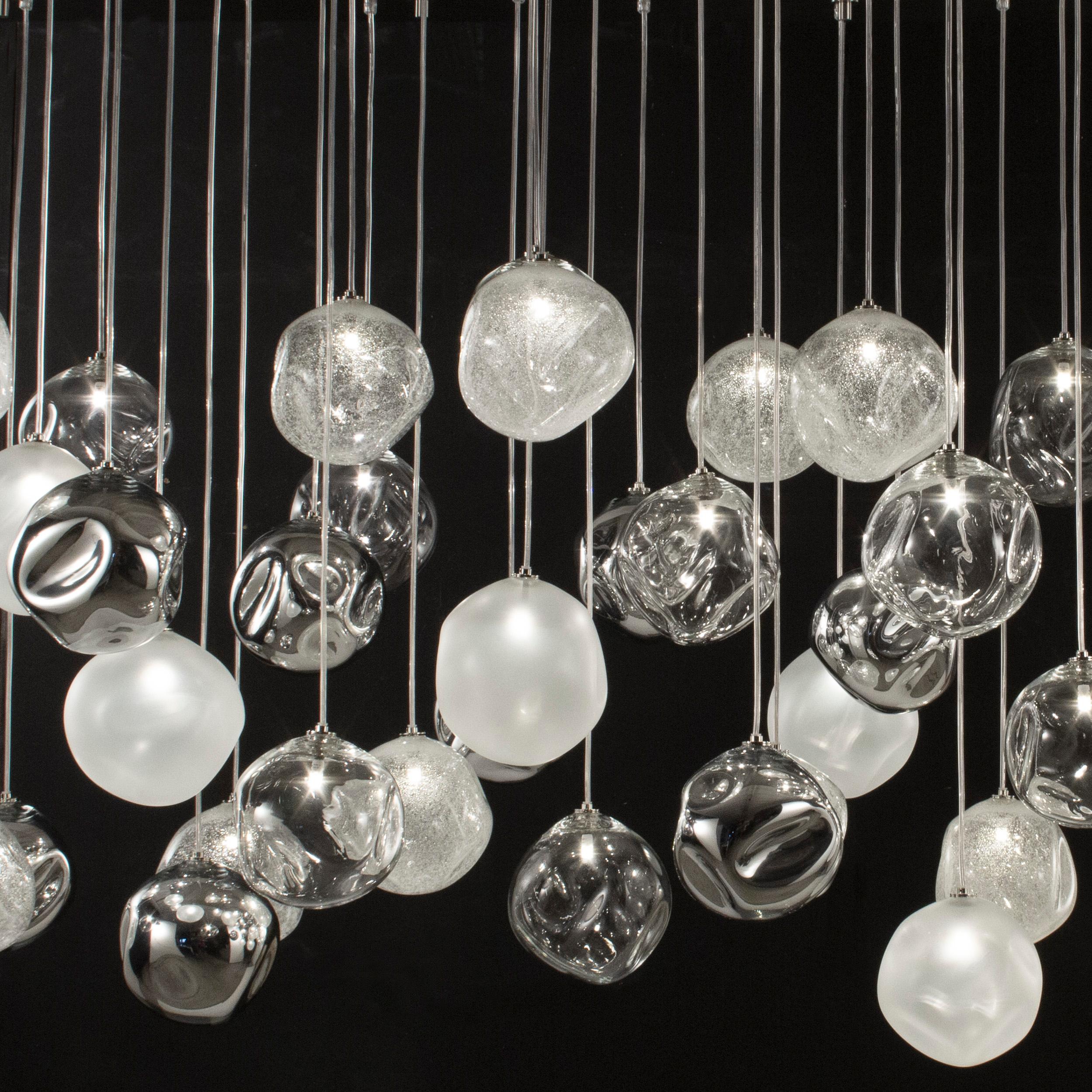 Artistic Ceiling Lighting, Spheres Clear, Satined, Mirror Pulegoso by Multiforme In New Condition For Sale In Trebaseleghe, IT