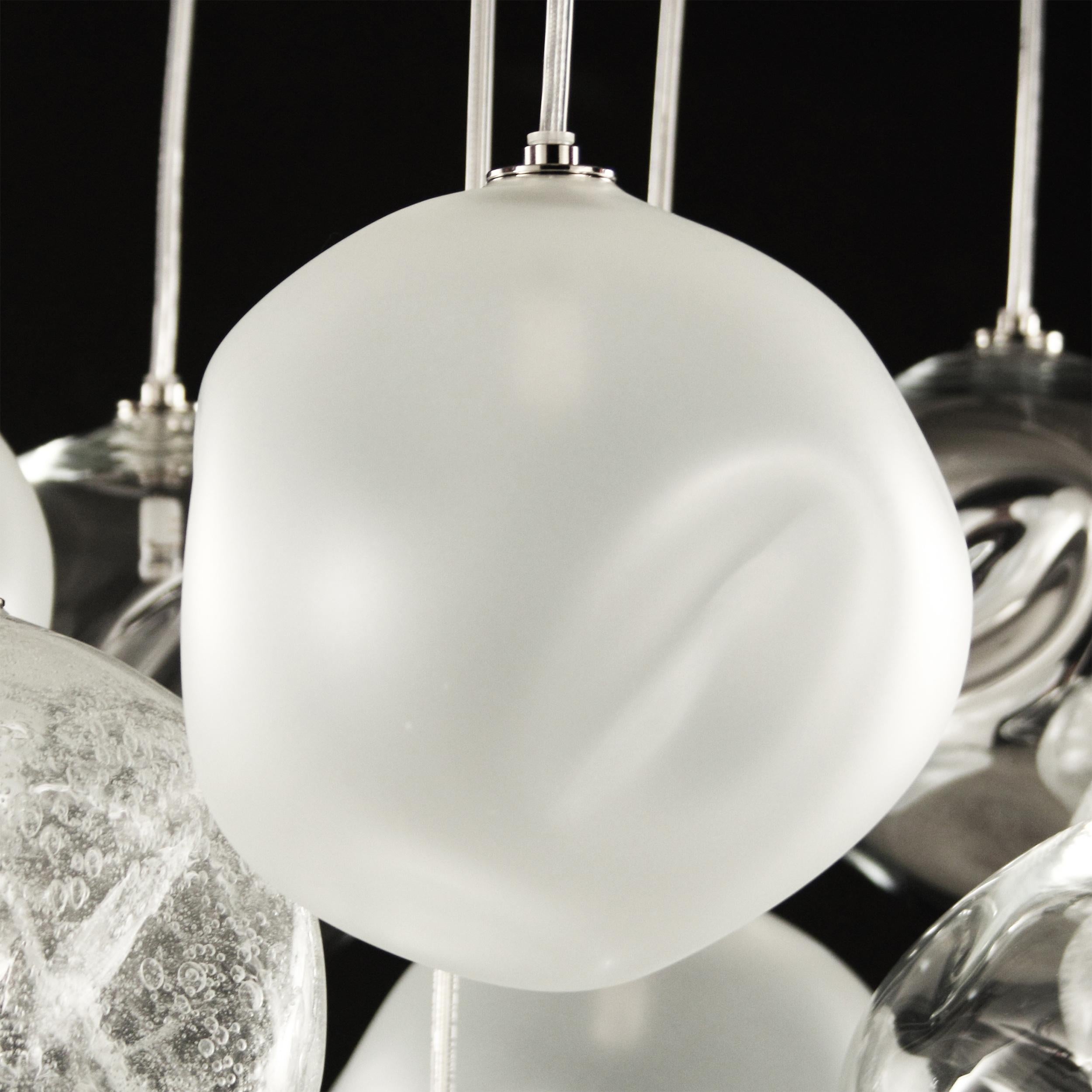 Artistic Ceiling Lighting, Spheres Clear, Satined, Mirror, Pulegoso by Multiforme For Sale 1
