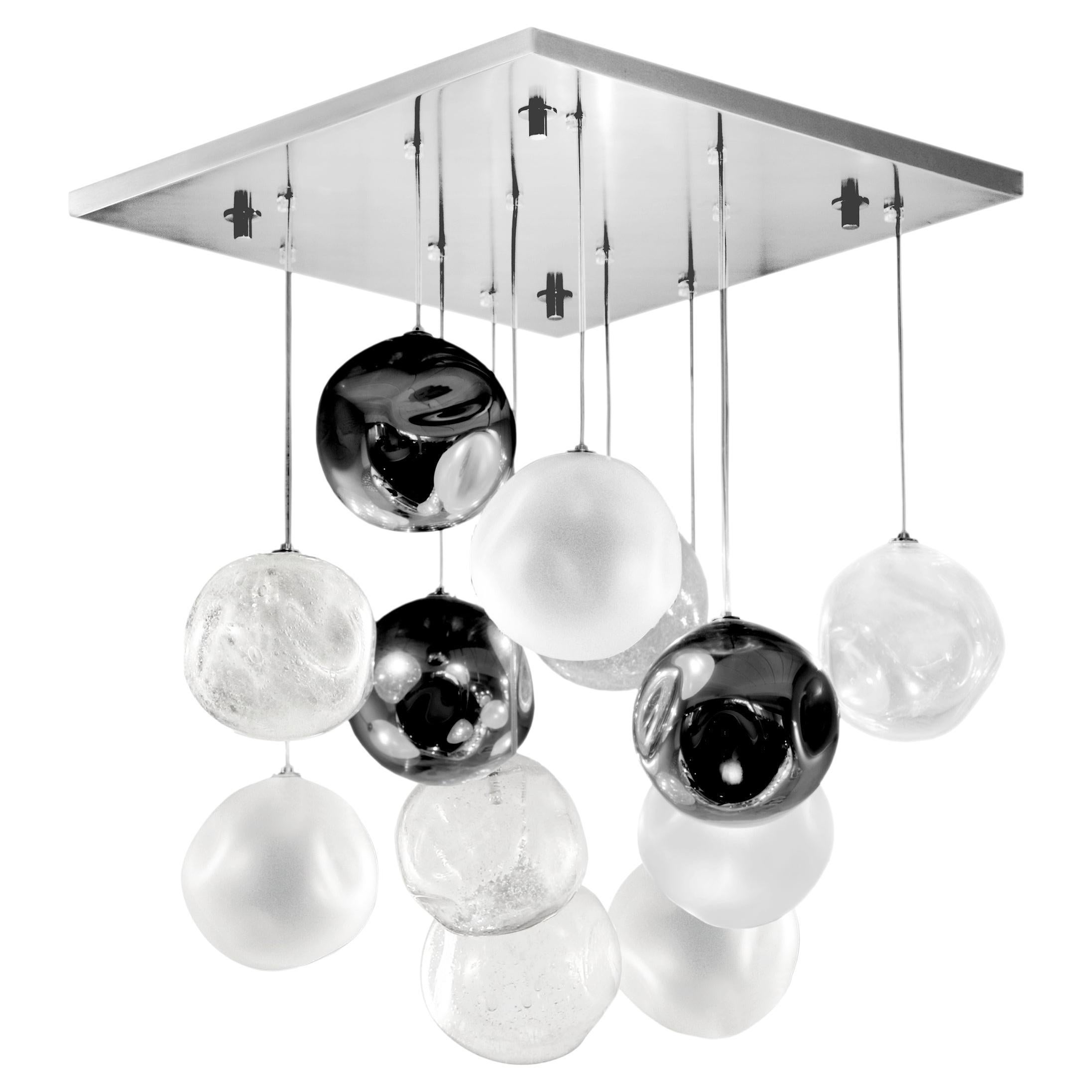 Artistic Ceiling Lighting, Spheres Clear, Satined, Mirror, Pulegoso by Multiforme For Sale