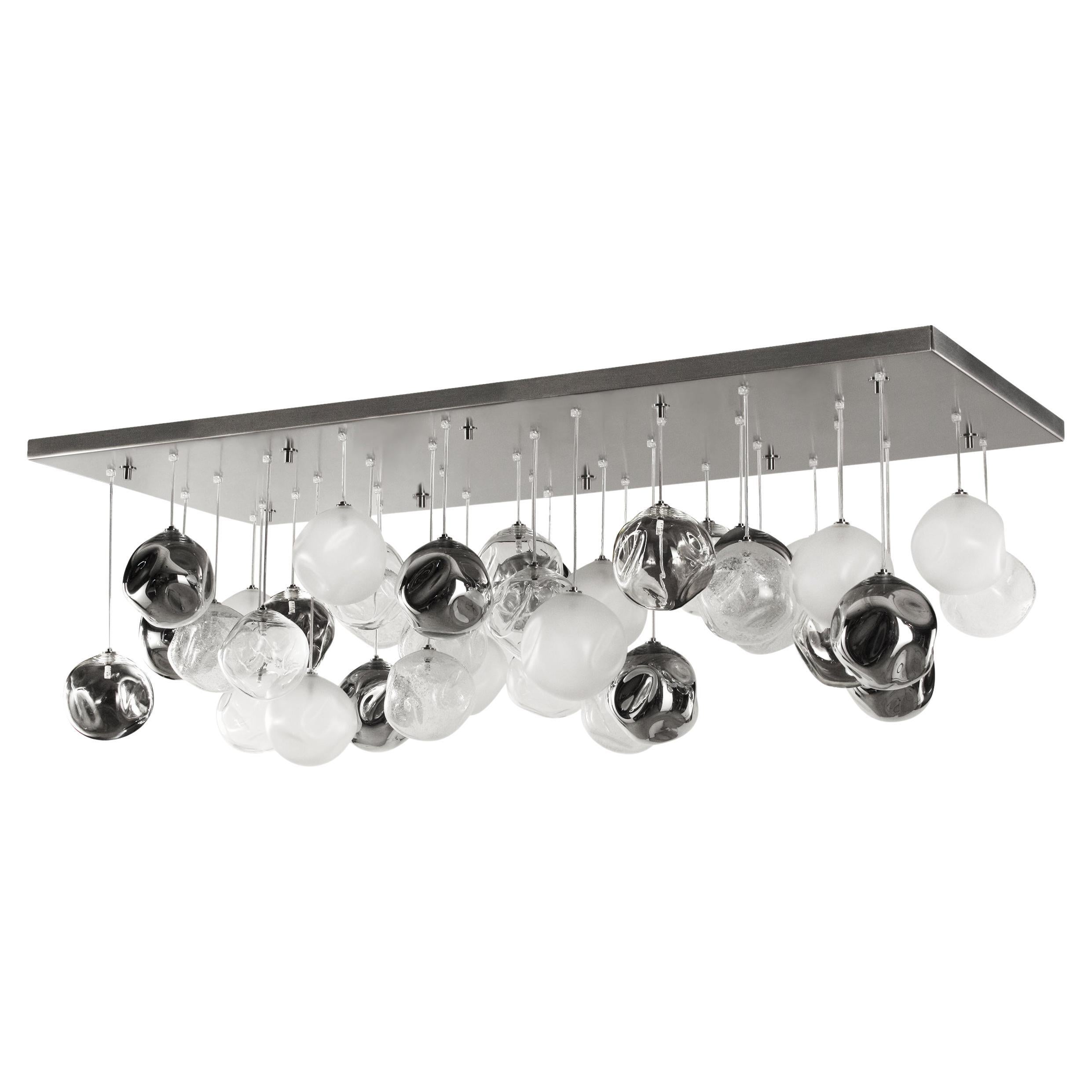 Artistic Ceiling Lighting, Spheres Clear, Satined Mirror, Pulegoso by Multiforme For Sale