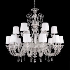 Lampadario artistico a 18 bracci in vetro di Murano trasparente, Montecristo di Multiforme