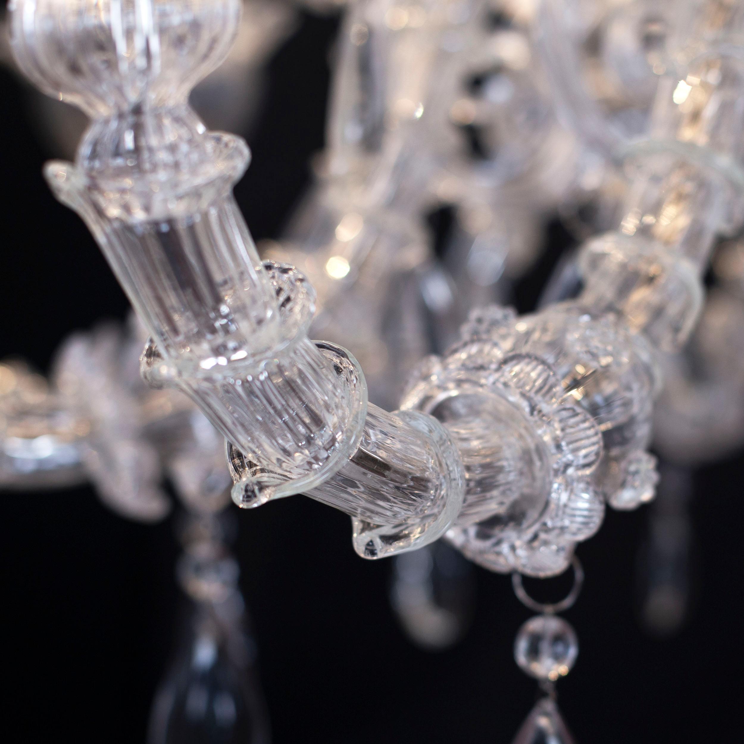 Artistic Chandelier 18 Arms Clear Murano Glass, Montecristo by Multiforme In New Condition For Sale In Trebaseleghe, IT