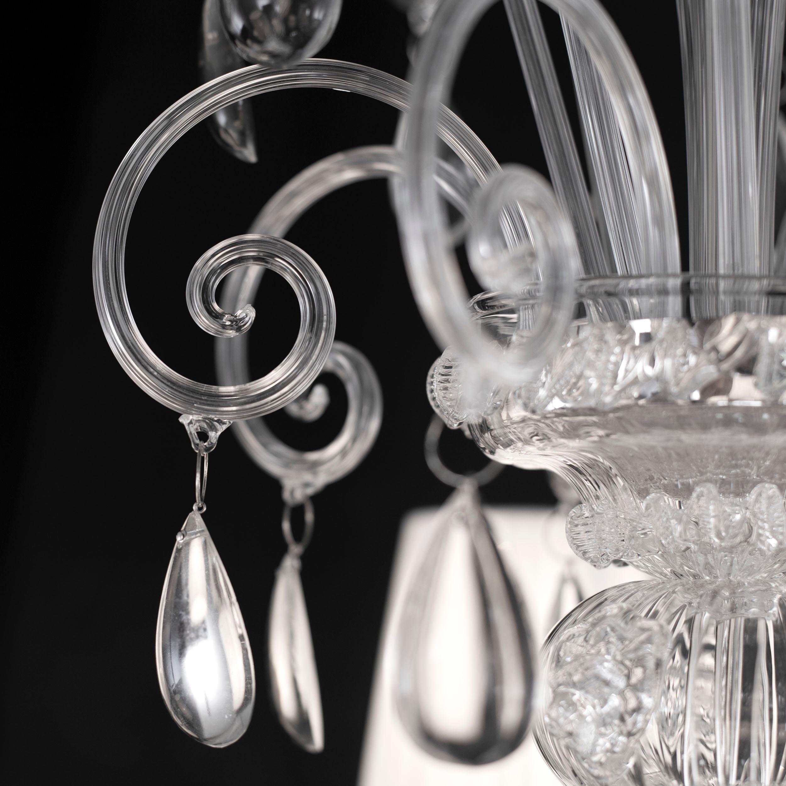 Contemporary Artistic Chandelier 18 Arms Clear Murano Glass, Montecristo by Multiforme For Sale