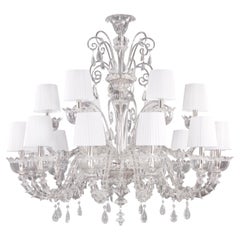 Artistic Chandelier 18 Arms Clear Murano Glass, Montecristo by Multiforme