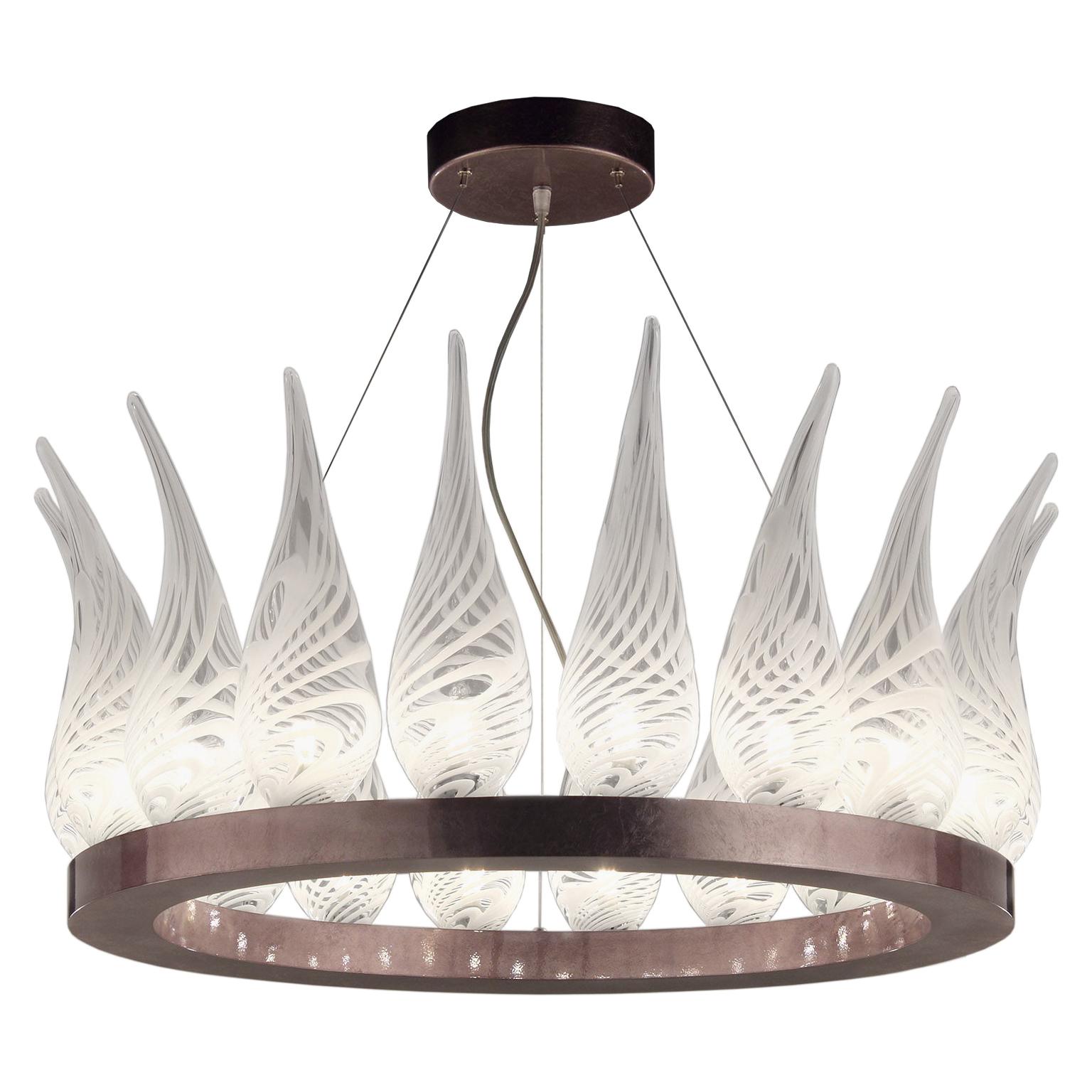 Lampadario artistico a 18 luci in cristallo bianco di Murano Pasha di Multiforme