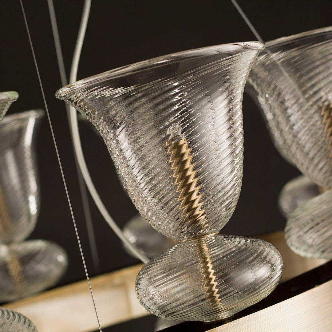 Lampadario artistico 20 luci in cristallo a coste in vetro di Murano Heritage di Multiforme In condizioni Nuovo in vendita a Trebaseleghe, IT