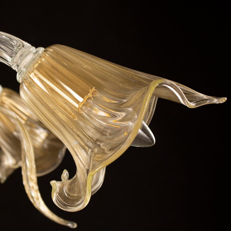 Artistic Chandelier 5 Arms, Clear Gold Murano Glass by Multiforme in ...