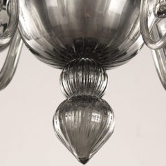 Lustre artistique à 5 bras gris graphite en verre de Murano Gatsby N par Multiforme