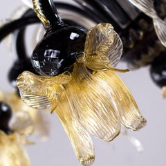 Araña Artística 6 Brazos Cristal Murano Negro y Oro by Multiforme en stock