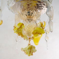 Lampadario Artistics a 6 bracci Iris in vetro di Murano giallo-ambra chiaro di Multiforme