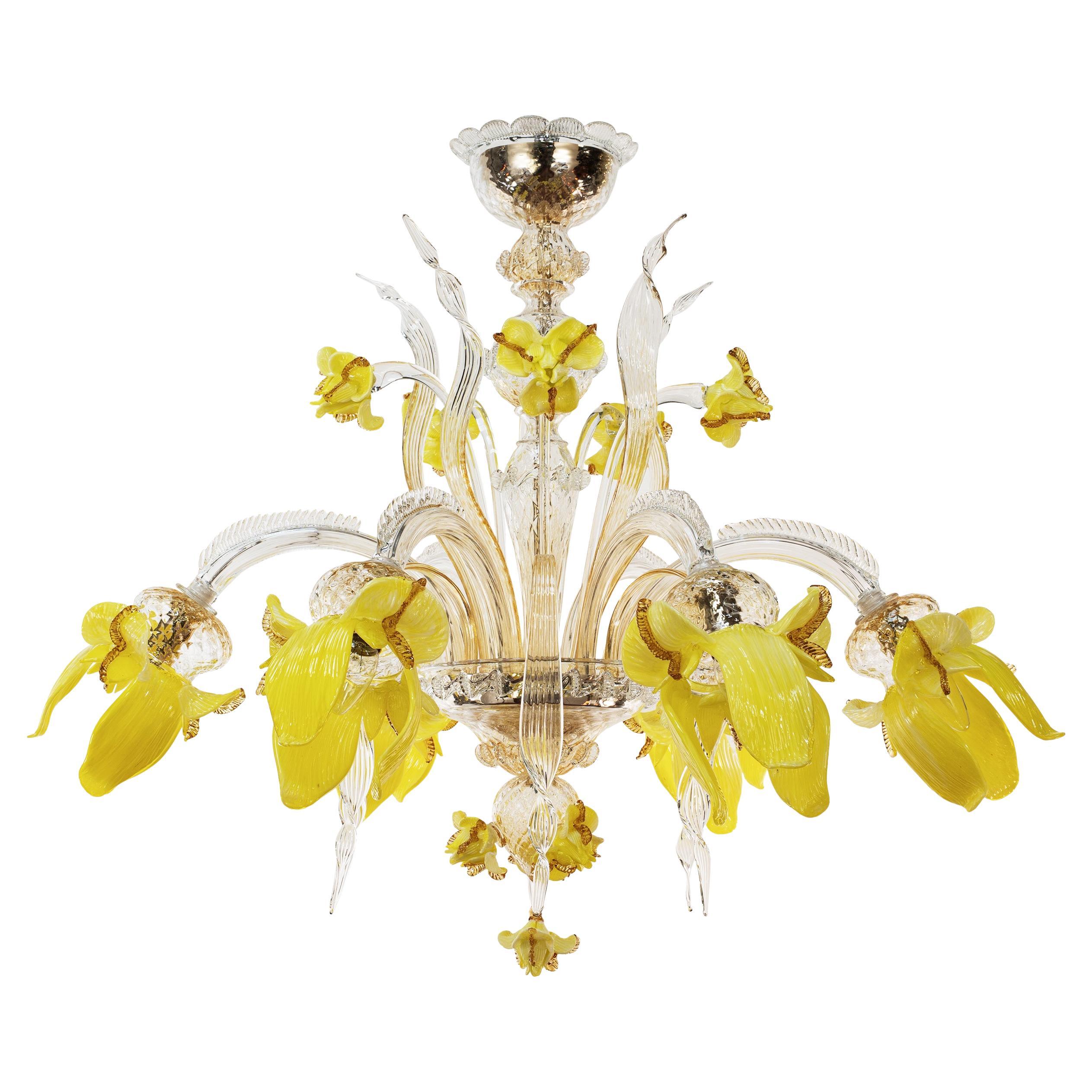 Araña Artística 6 Brazos Cristal de Murano Iris Claro-Amarillo by Multiforme