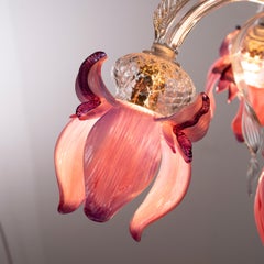 Artistic Chandelier 6 Arms Clear-gold-wisteria Murano Glass Iris by Multiforme