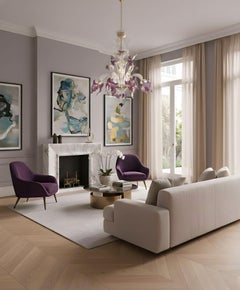 Araña Artística 6 Brazos Cristal de Murano Iris claro-dorado-glicinia by Multiforme