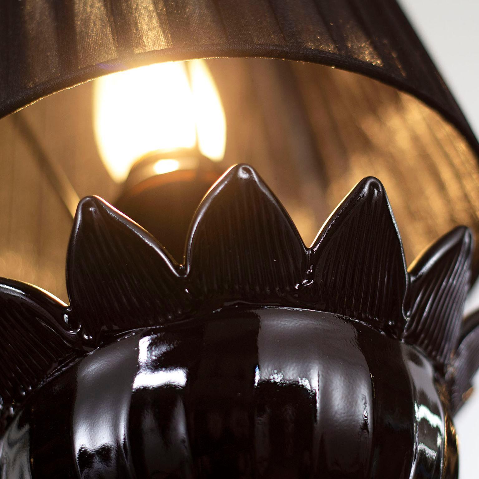 Artistic Chandelier 8 Arms Black Murano Glass and Lampshades by Multiforme In New Condition For Sale In Trebaseleghe, IT