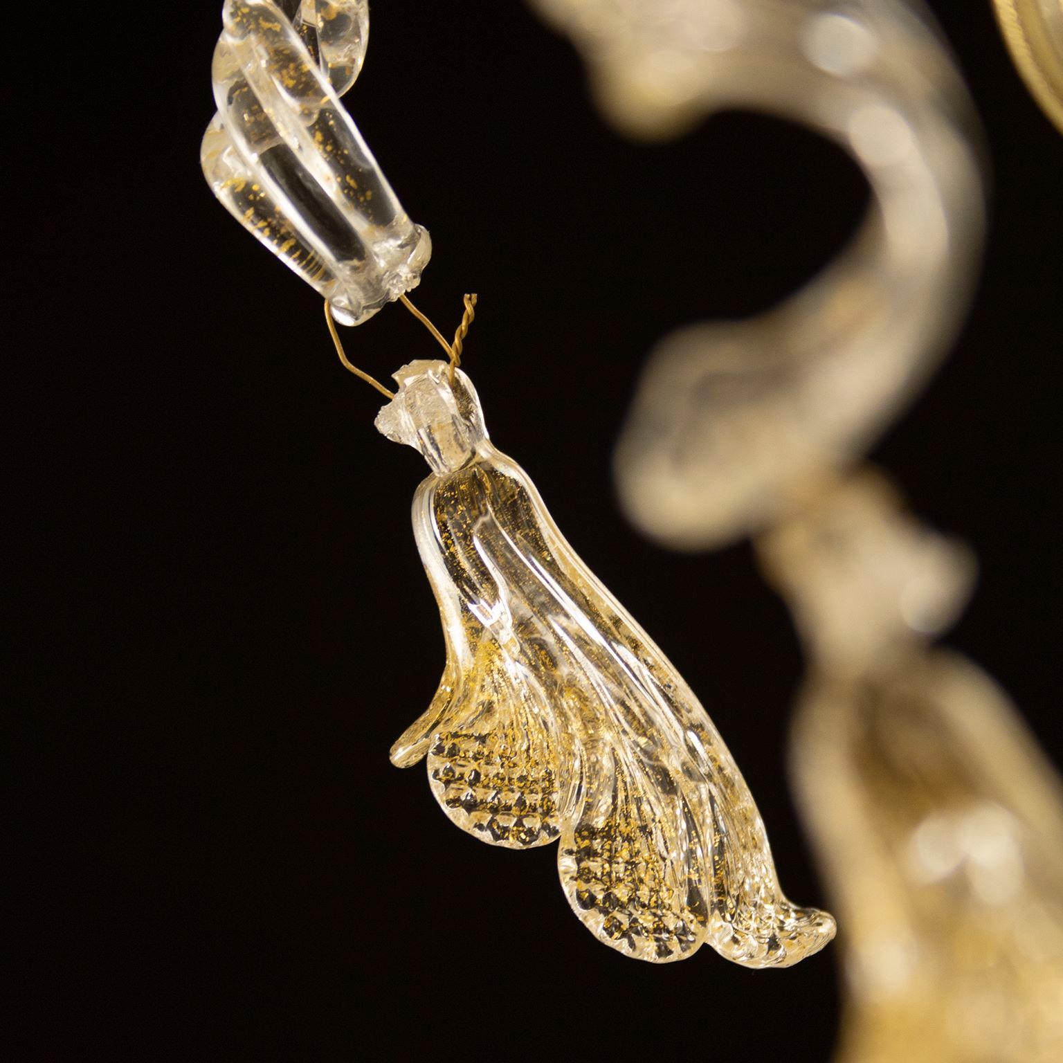 Verre brun Lustre artistique à 8 bras en cristal de Murano, détails en or par Multiforme en vente