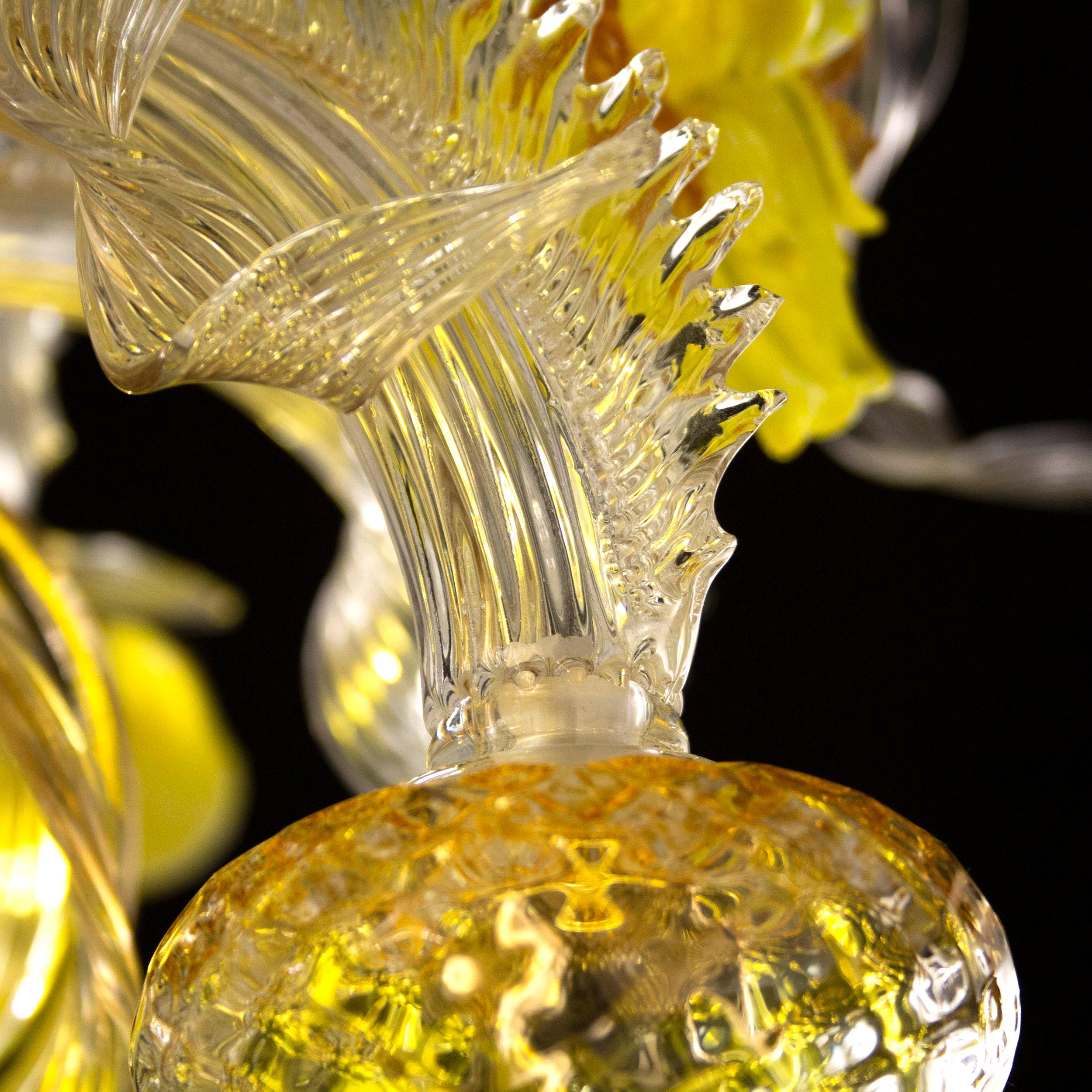 Italian Artistic Chandelier 8arms Clear, Amber and Yellow Murano Glass by Multiforme For Sale