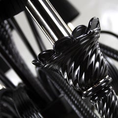 Lampadario Artistics in vetro di Murano nero 8 paralumi IKO di Multiforme