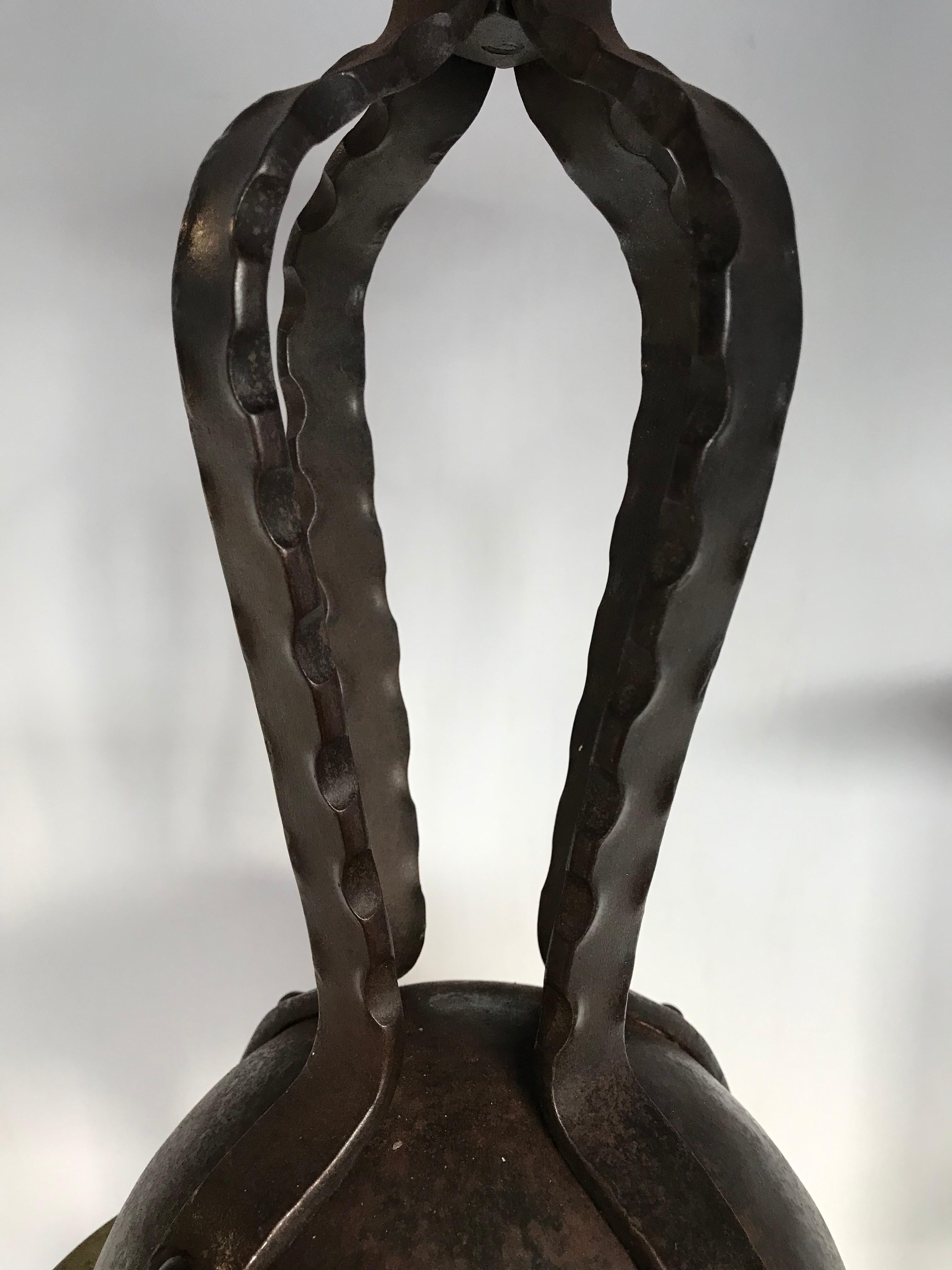 Artistic Design and All Handcrafted, Wrought Iron Arts & Crafts Candlestick For Sale 8