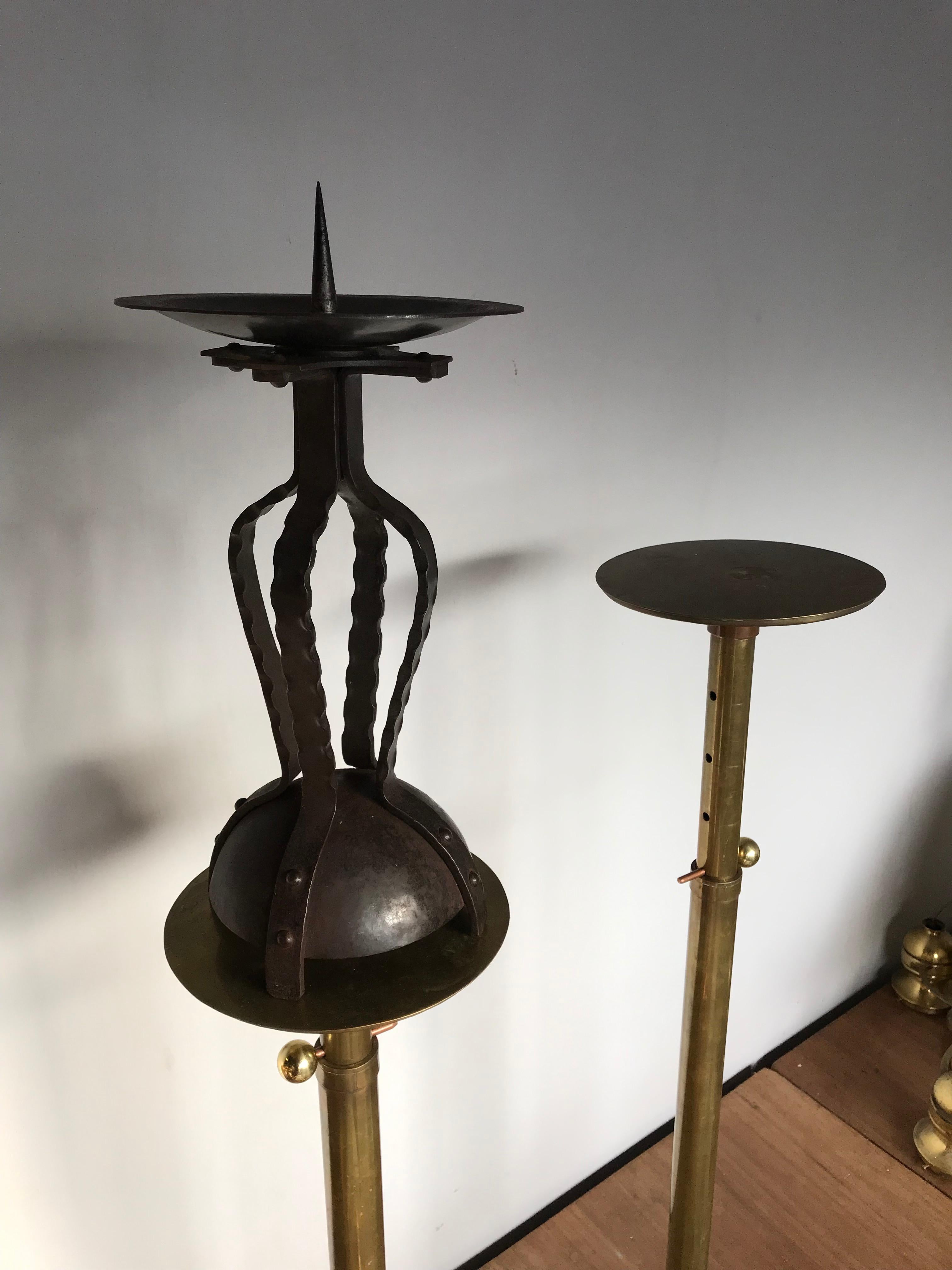 European Artistic Design and All Handcrafted, Wrought Iron Arts & Crafts Candlestick For Sale
