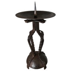Antique Artistic Design and All Handcrafted, Wrought Iron Arts & Crafts Candlestick