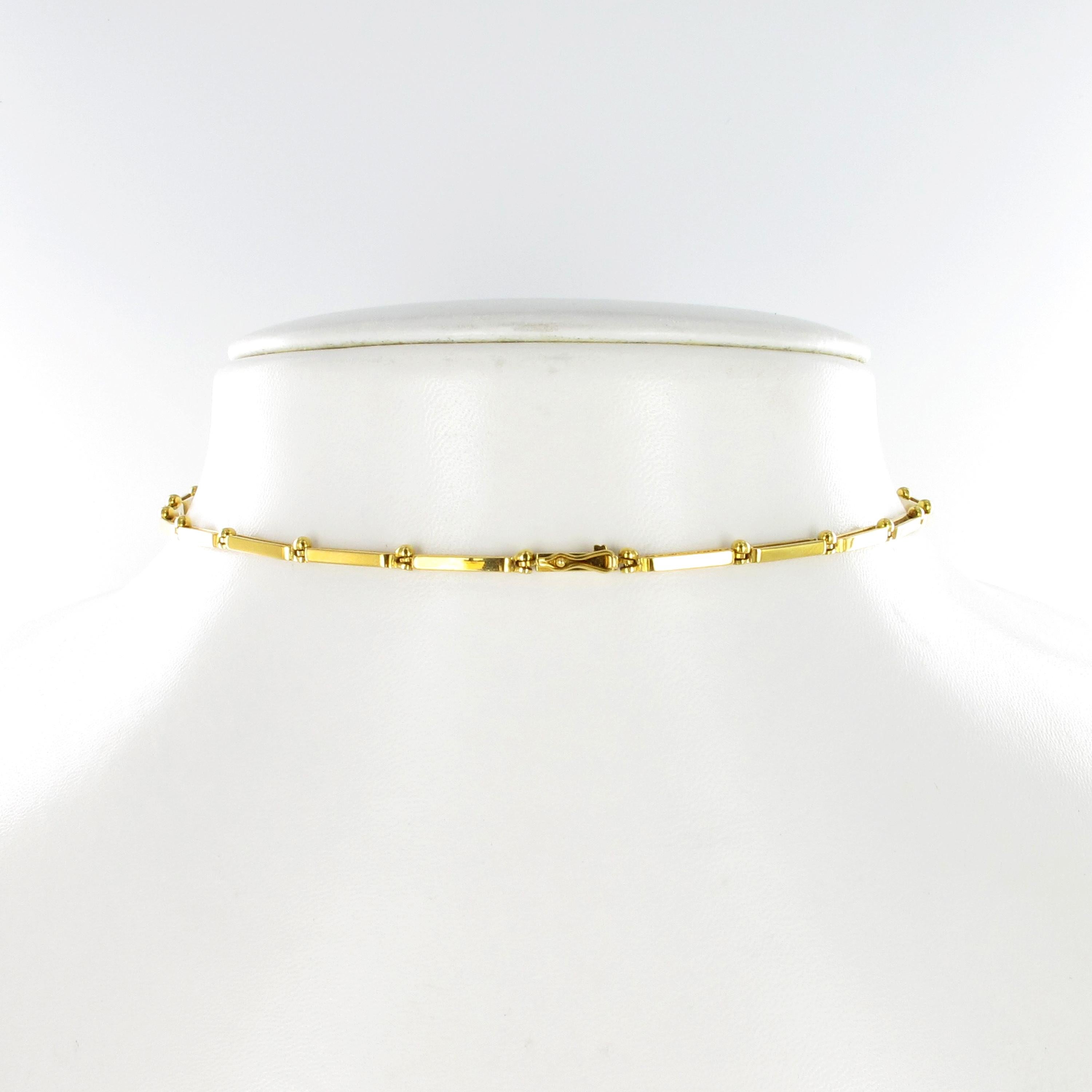 Women's or Men's Artistic Diamond Link Necklace in Yellow Gold For Sale