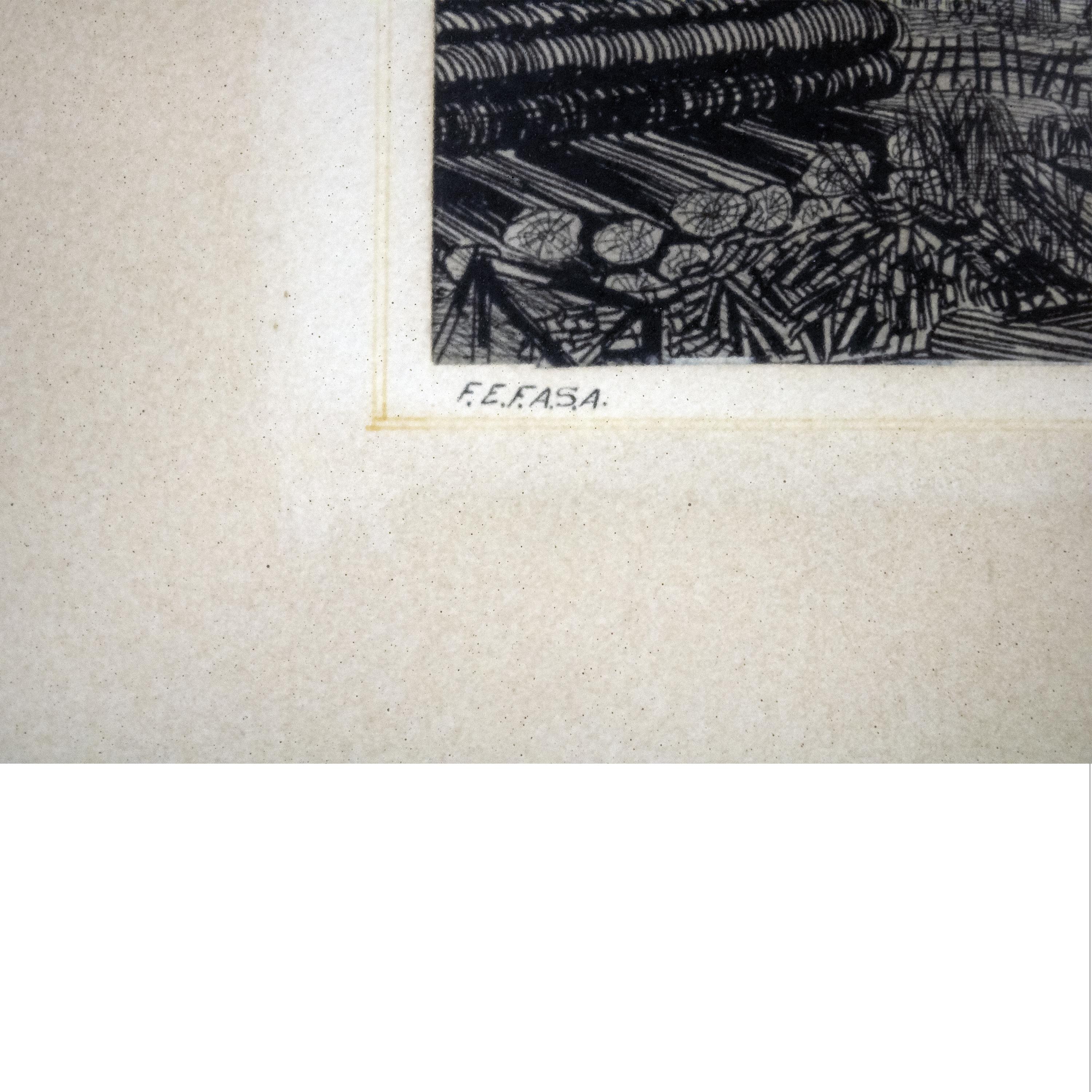 Fin du 20e siècle Dessin artistique au fusain et au graphite par Adolfo Almarcha, Espagne, 1978 en vente