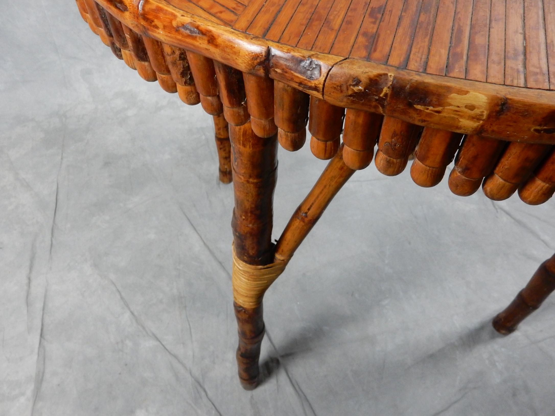 Artistic Early 1950's Rattan Cane and Reed Table For Sale 1