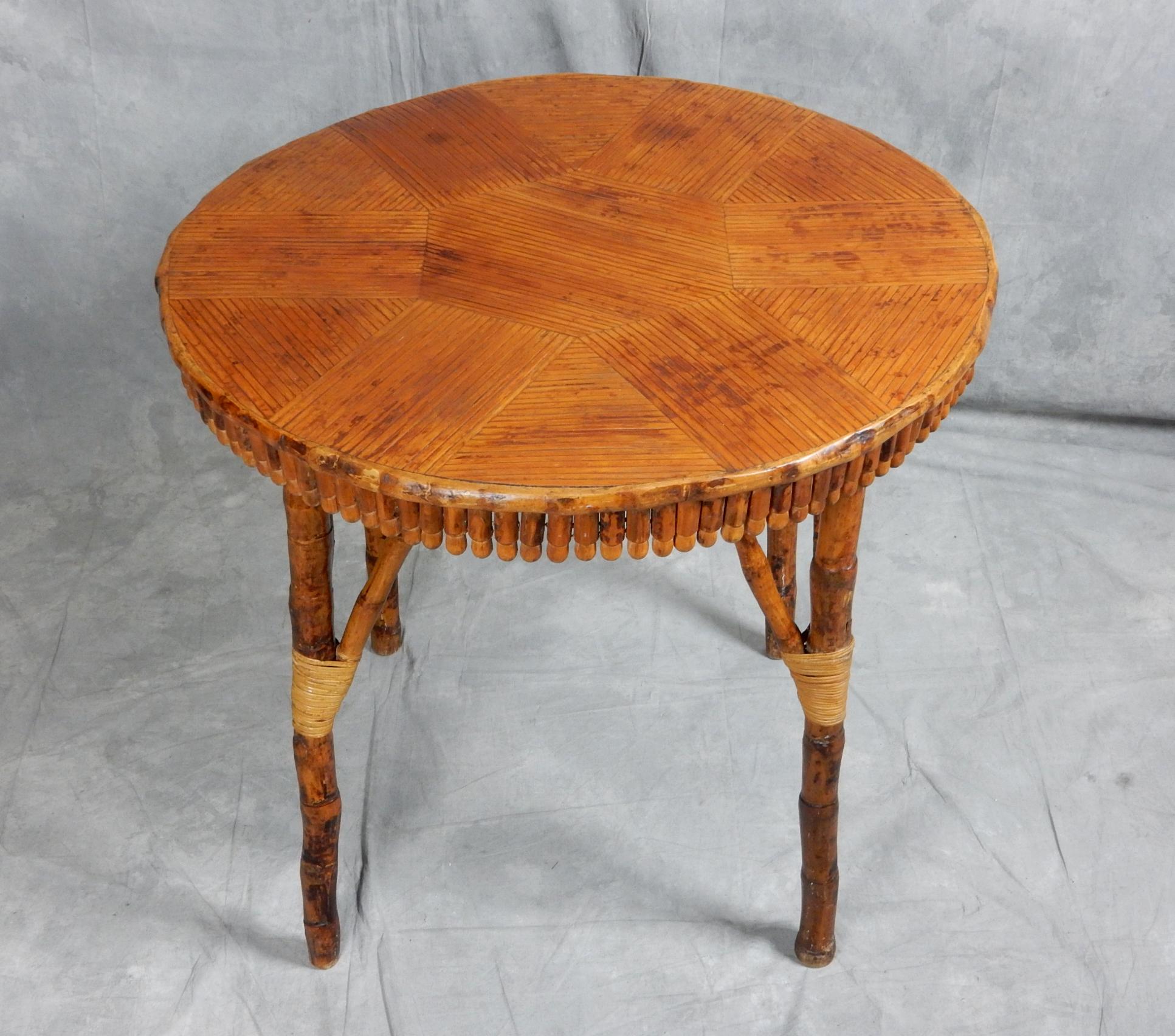 Artistic Early 1950's Rattan Cane and Reed Table For Sale 2