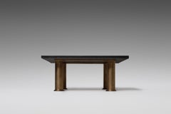 Artistic Engraved Black Granite and Gild Coffee Table by Guy De Jong