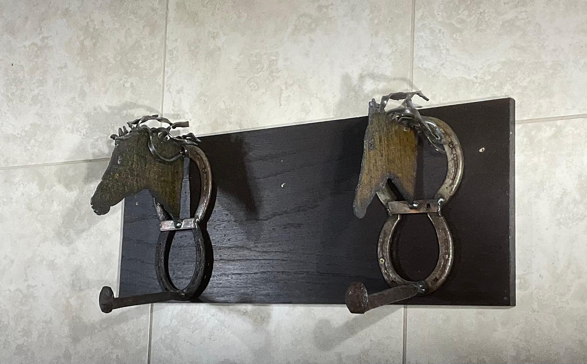 20th Century Artistic Equestrian Horseshoe Shelf or Wall Bracket For Sale