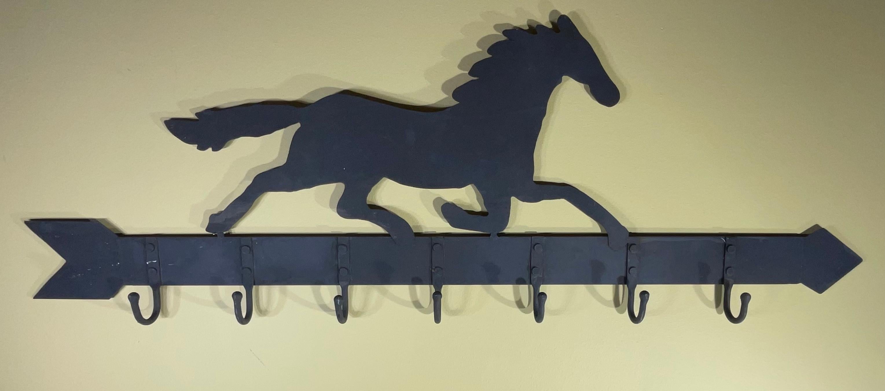 Hand-Crafted Artistic Equestrian Metal Sculpture or Wall Bracket For Sale